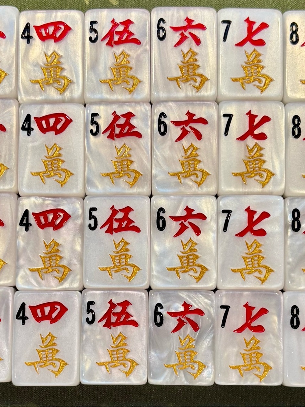 Luxury American Mahjong Tiles Set in Pearlescent White - Multicolor Characters - Picture 5 of 12